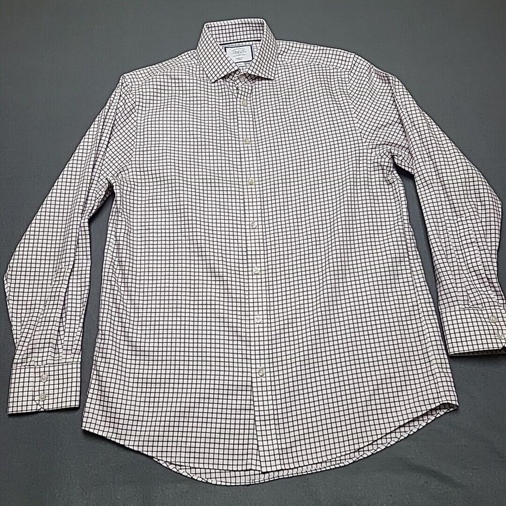 Charles Tyrwhitt Mens Shirt Large Classic Fit Multicolor Plaid Work Office